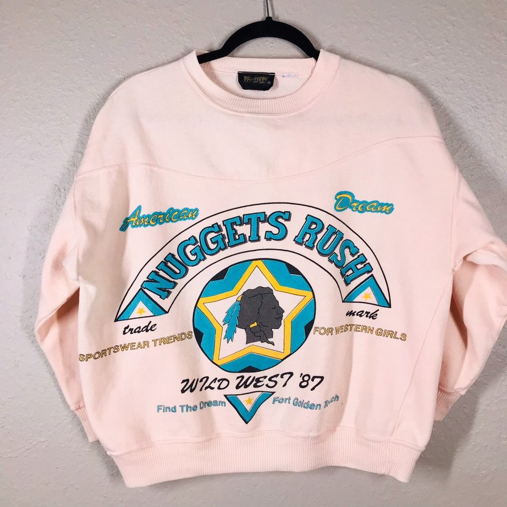 Vintage Pink Blue and Gold Nuggets Rush Crew Neck Sweatshirt